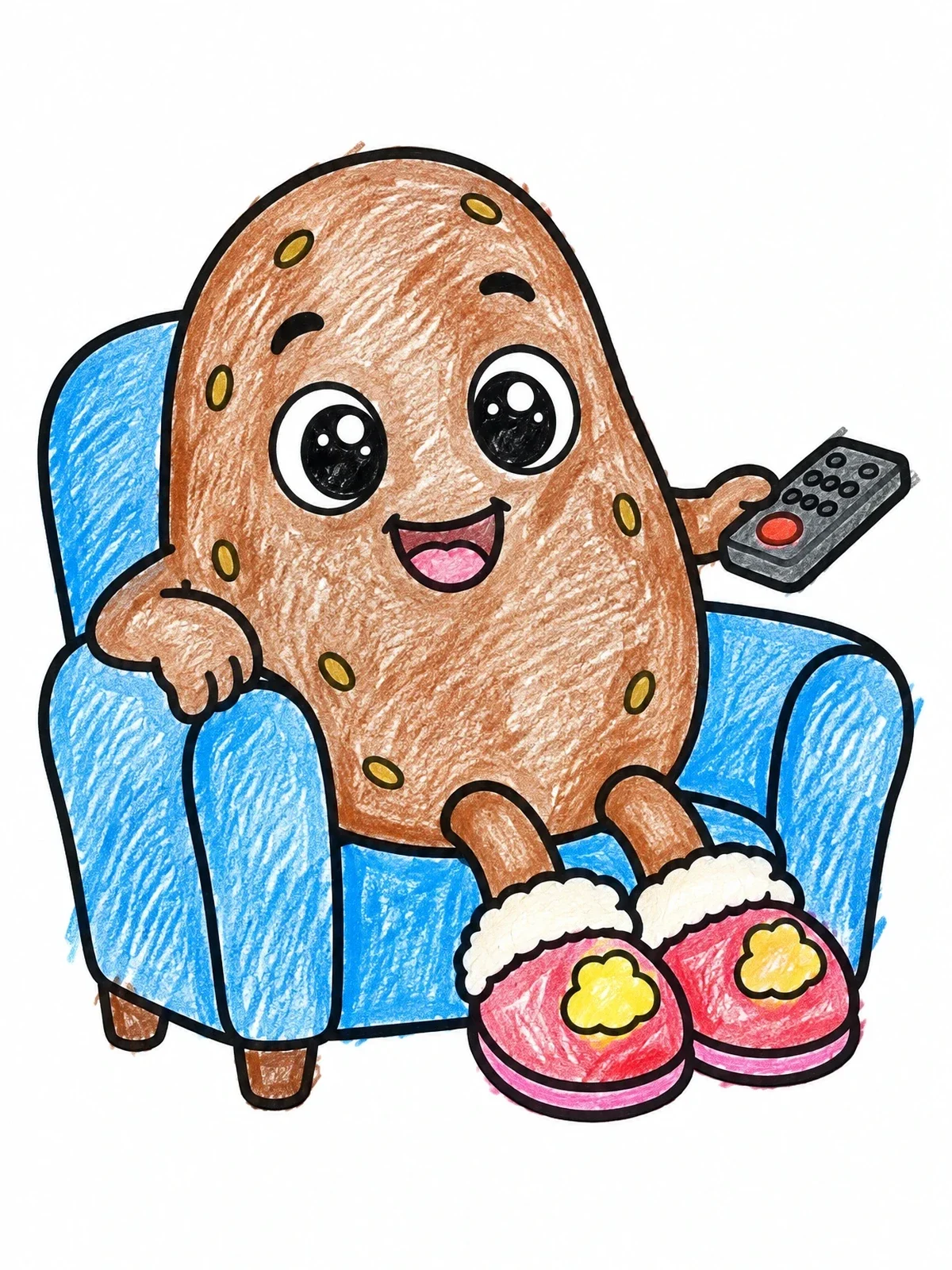 Colored example of the Cute Couch Potato In Armchair coloring page