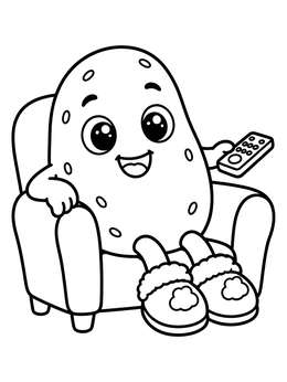 Free printable Cute Couch Potato In Armchair coloring page