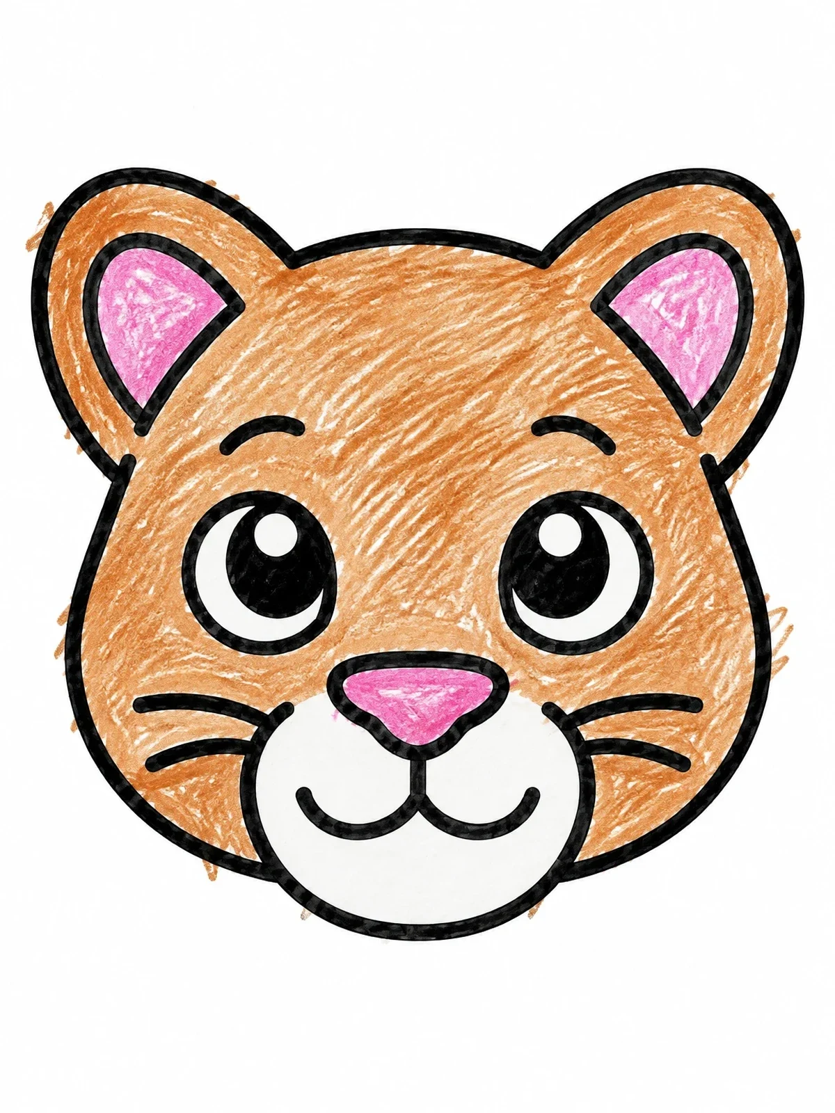 Colored example of the Cute Cougar Cub Face coloring page