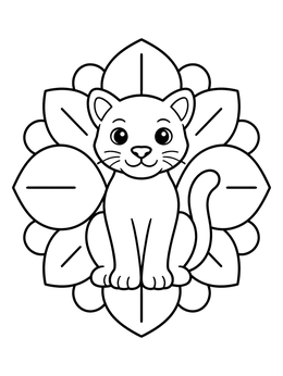 Free printable Cute Cougar Cub With Petals coloring page