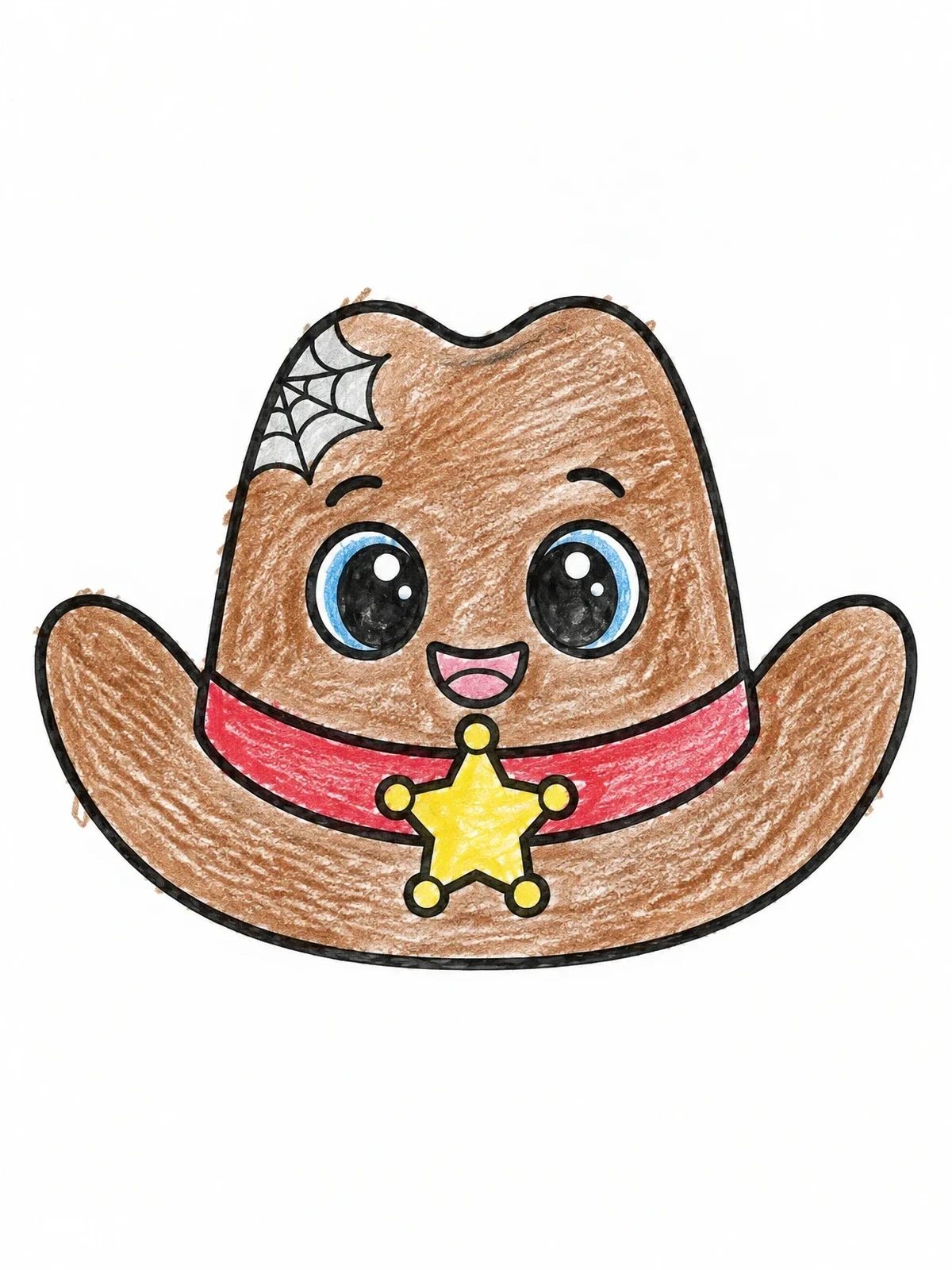 Colored example of the Cute Cowboy Hat With Sheriff Badge coloring page