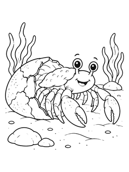 Free printable Cute Crab Hatching From Shell coloring page