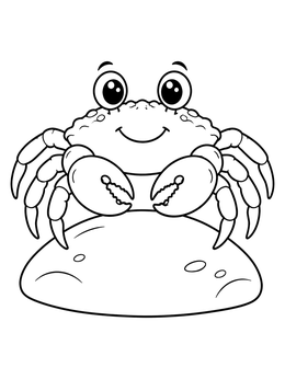 Free printable Cute Crab Perched On Smooth Rock coloring page