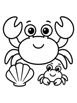Free printable Cute Crabs And Seashell coloring page