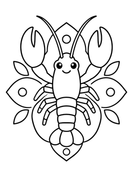 Free printable Cute Crawfish With Decorative Pattern coloring page