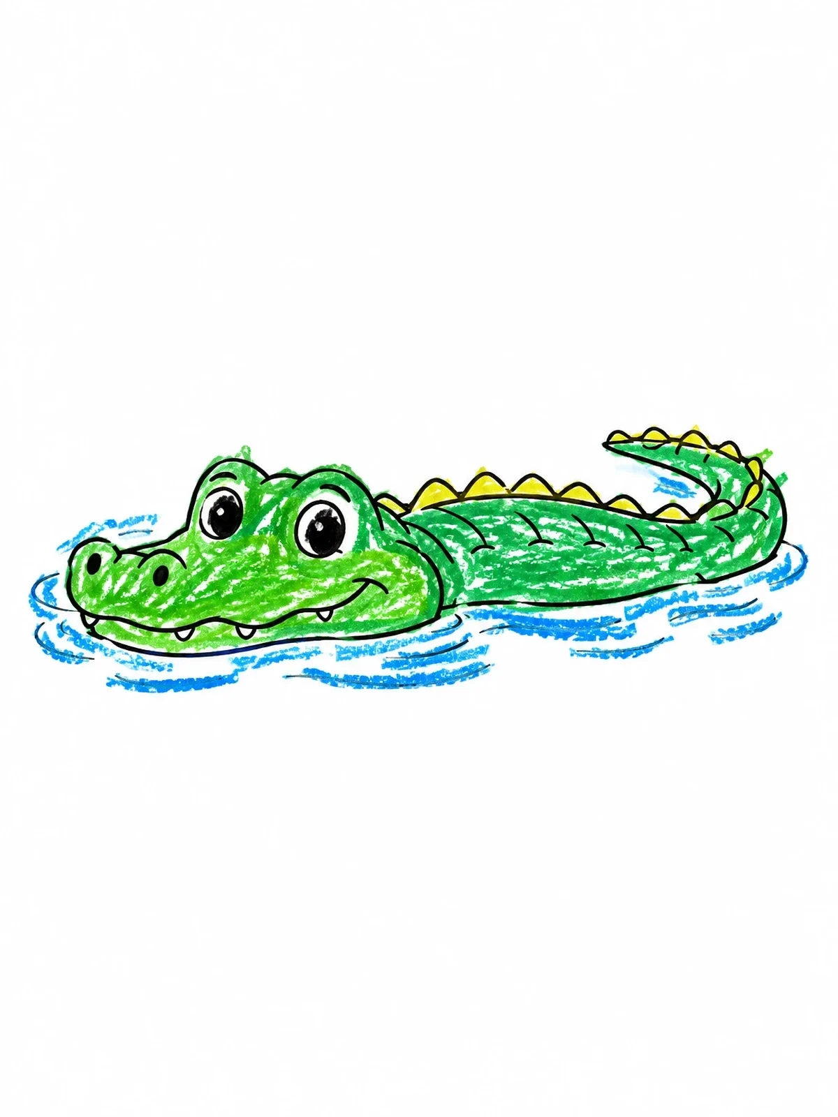 Colored example of the Cute Crocodile Floating In Water coloring page