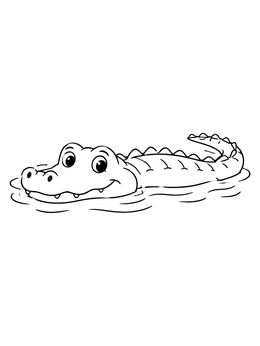 Free printable Cute Crocodile Floating In Water coloring page