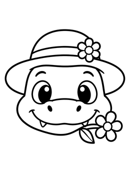 Free printable Cute Crocodile Wearing Sun Hat coloring page