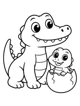 Free printable Crocodile With Hatching Baby coloring page