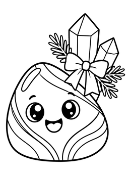 Free printable Cute Crystal Rock With Holiday Bow coloring page