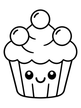 Free printable Cute Cupcake With Round Candies coloring page