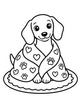 Free printable Cozy Dachshund Wrapped In Blanket coloring page