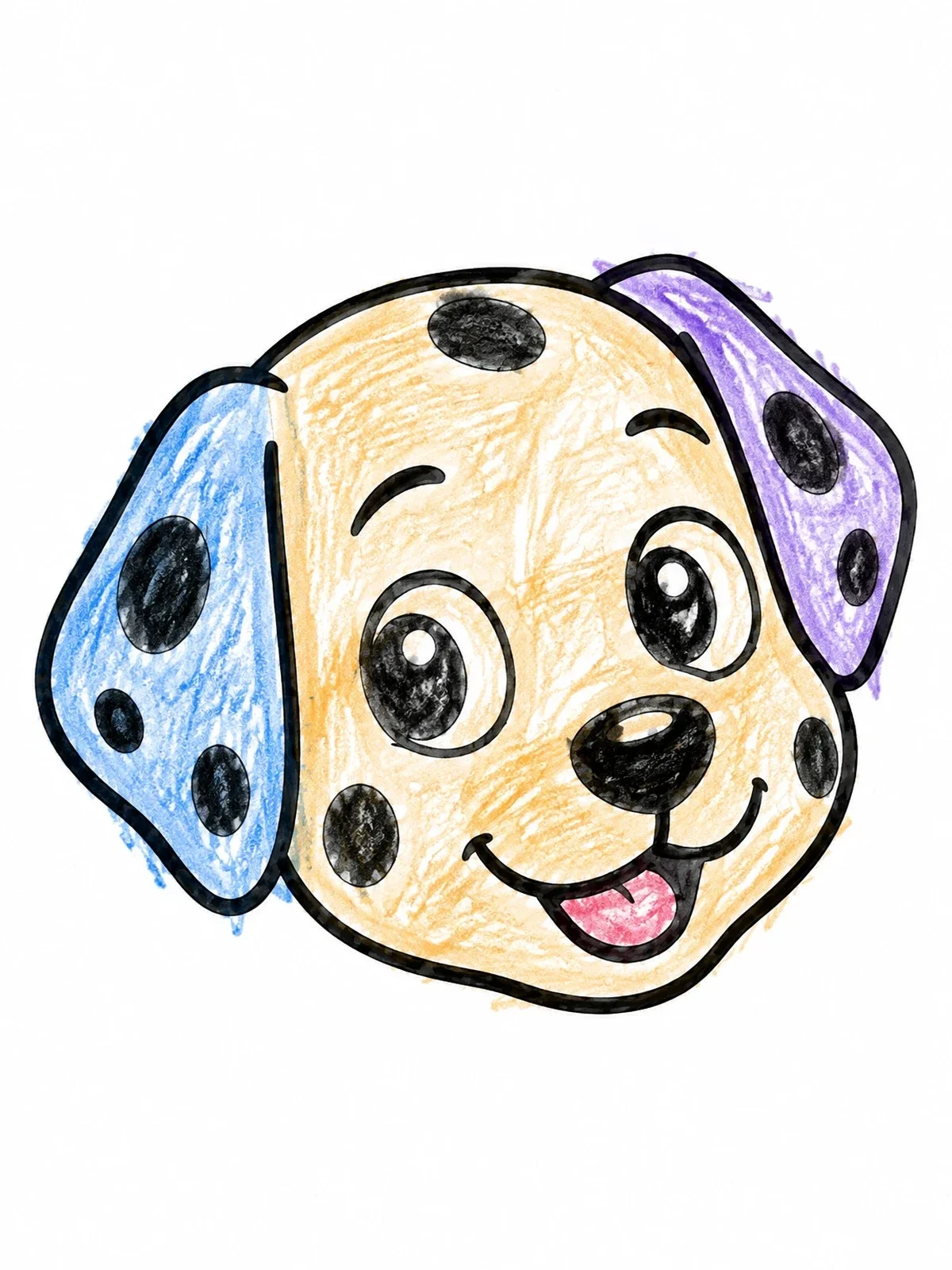 Colored example of the Cute Dalmatian Puppy Face coloring page