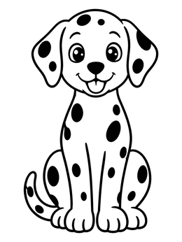 Free printable Cute Dalmatian Puppy Sitting Happily coloring page