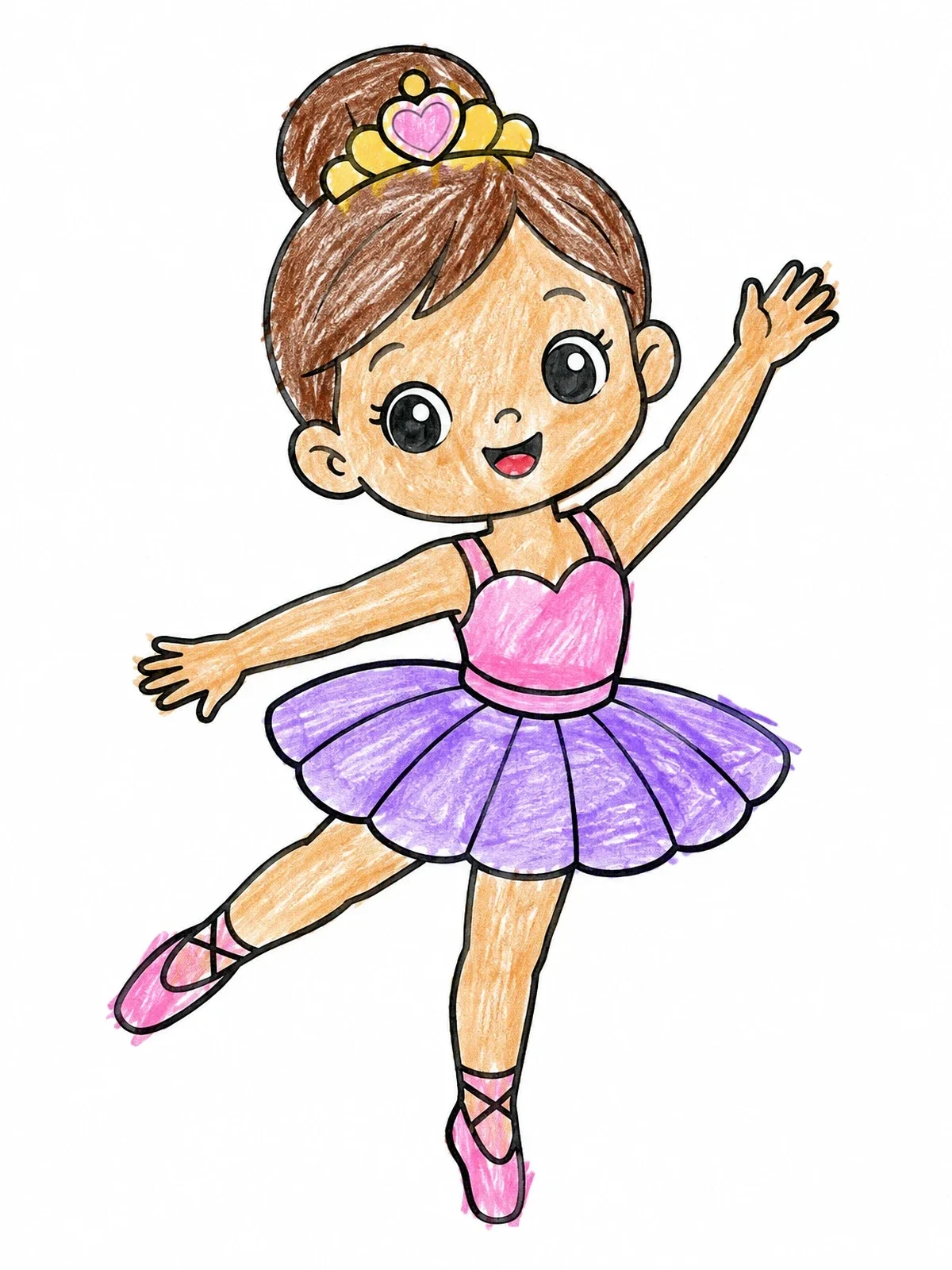 Colored example of the Cute Dancing Little Ballerina coloring page