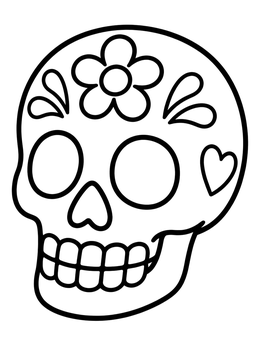 Free printable Cute Decorative Sugar Skull Outline coloring page