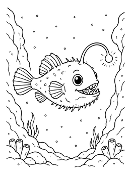 Free printable Cute Deep Sea Anglerfish coloring page