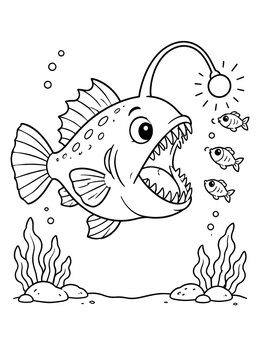 Free printable Cute Deep Sea Anglerfish coloring page