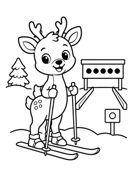 Free printable Cute Deer At Biathlon Range coloring page