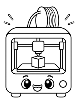 Free printable Cute Desktop 3d Printer coloring page