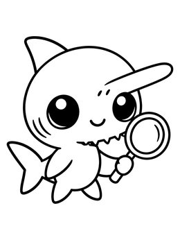 Free printable Cute Detective Goblin Shark coloring page