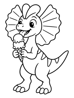 Free printable Cute Dilophosaurus Eating Ice Cream coloring page