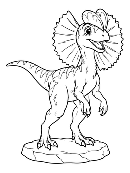 Free printable Cute Dilophosaurus On A Rock coloring page