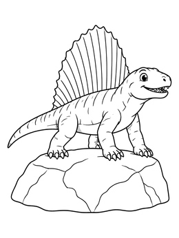Free printable Cute Dimetrodon On A Prehistoric Rock coloring page