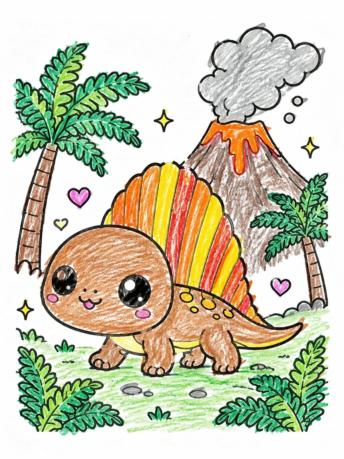 Colored example of the Cute Dimetrodon By Volcano coloring page