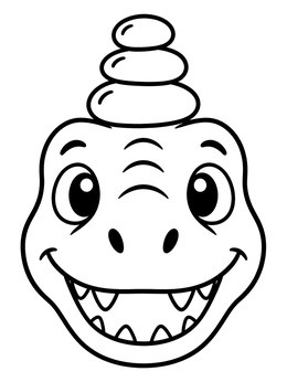 Free printable Cute Dinosaur Balancing River Stones coloring page