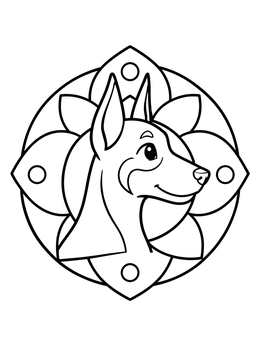 Free printable Cute Doberman Portrait With Floral Frame coloring page
