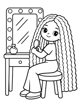 Free printable Doll Styling Long Wavy Hair coloring page