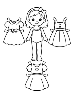 Free printable Paper Doll With Three Outfits coloring page