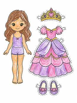 Princess Backing Paper Princess Paper Doll With Ballgown – Cute Doll Coloring Page