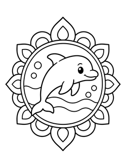 Free printable Cute Dolphin In Mandala Frame coloring page