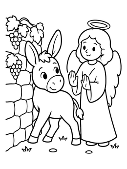 Free printable Cute Donkey And Friendly Angel coloring page