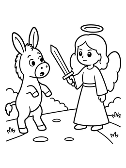 Free printable Cute Donkey And Angel On The Path coloring page