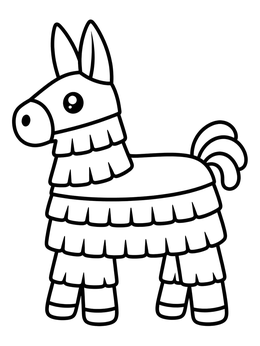 Free printable Cute Donkey Piñata With Fringes coloring page