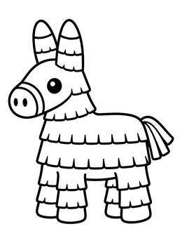 Free printable Cute Donkey Piñata coloring page