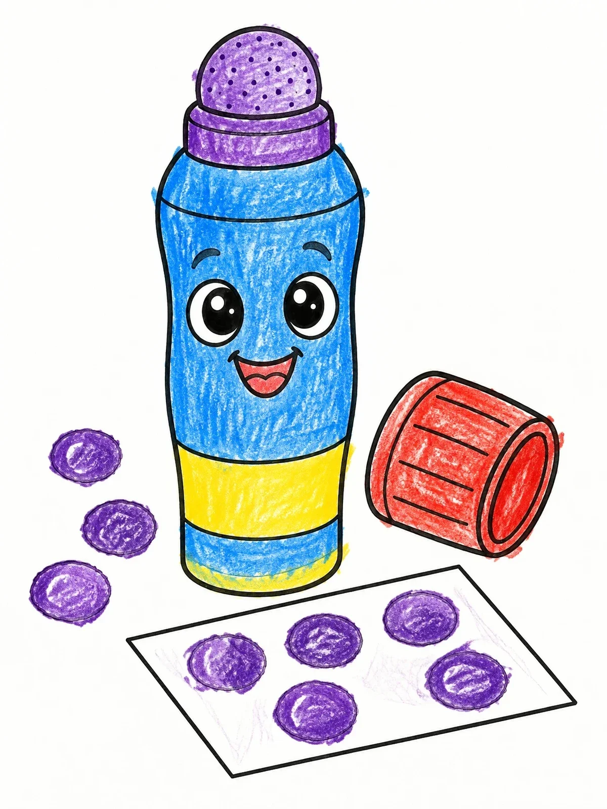 Colored example of the Cute Dot Dauber Marker coloring page