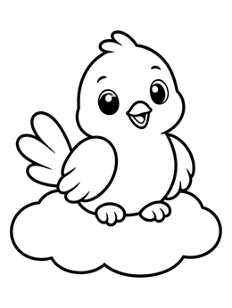 Free printable Cute Dove Chick On A Cloud coloring page