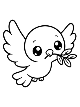 Free printable Cute Dove With Olive Branch coloring page