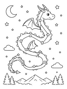 Free printable Cute Draco Constellation Dragon coloring page