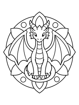 Free printable Cute Dragon In Circular Mandala coloring page