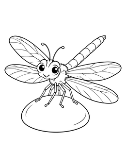 Free printable Cute Dragonfly Resting On A Pebble coloring page