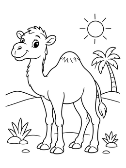 Free printable Cute Dromedary In The Desert coloring page