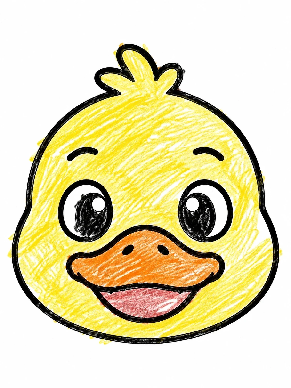 Colored example of the Cute Duckling Face Portrait coloring page