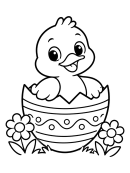 Free printable Cute Duckling In Easter Egg coloring page