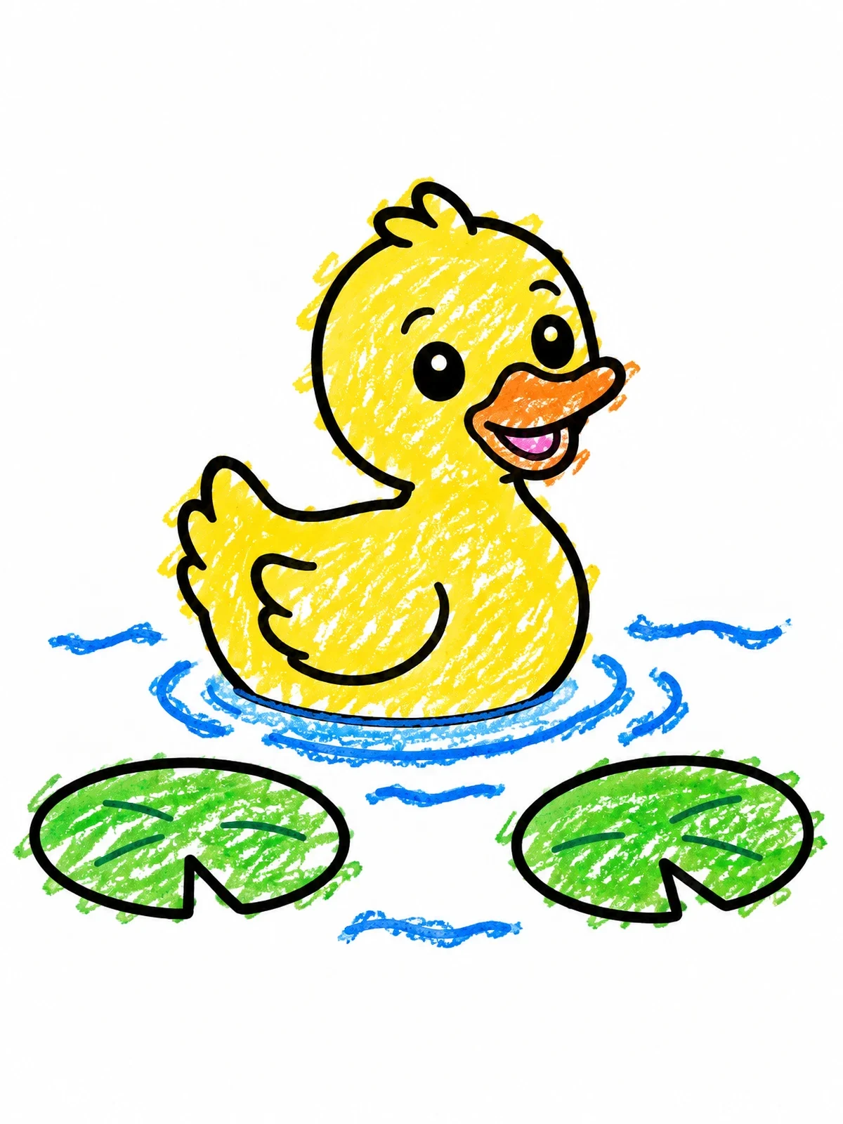 Colored example of the Cute Duckling Swimming On Lake coloring page