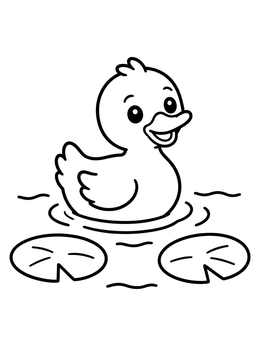 Free printable Cute Duckling Swimming On Lake coloring page